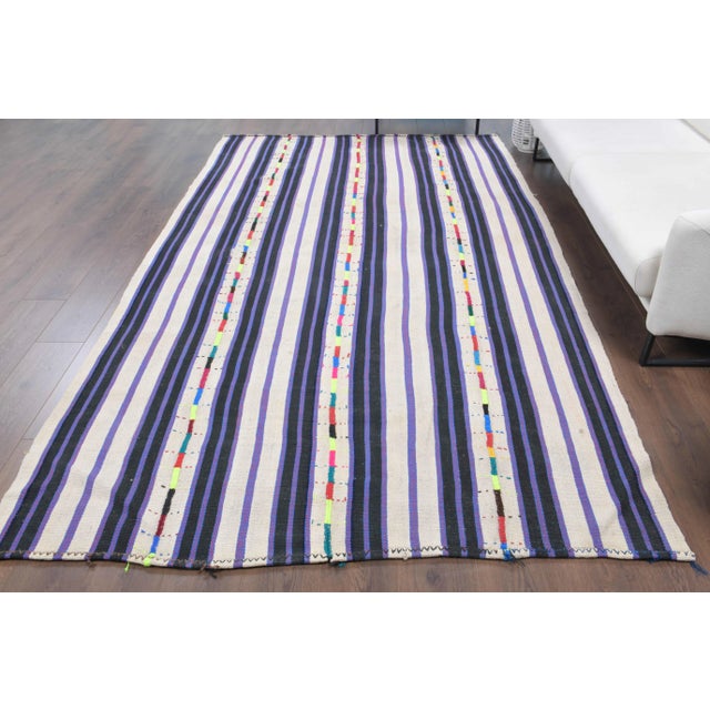 Vintage Turkish Hand-Knotted vintage rug is a semi-antique vintage kilim area rug.'70s Eastern region of Turkey's unique...