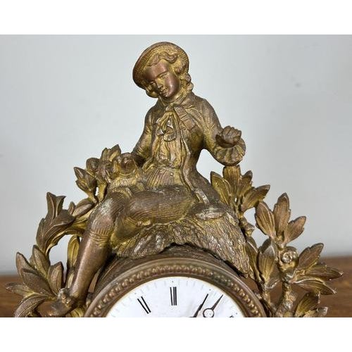 Wood Vintage French Style Mantel Clock with Matching Candelabras, Set of 3 For Sale - Image 7 of 18