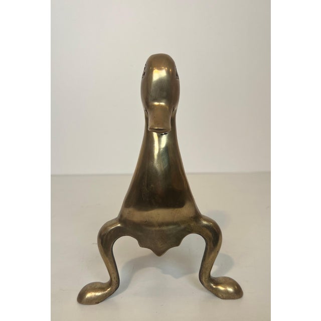 Metal Pair of stylized brass andirons in the style of Claude and For Sale - Image 7 of 12