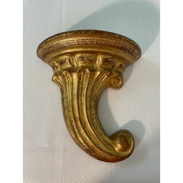 Single Vintage Mid 20th Century Italian Giltwood Wall Shelf Bracket For Sale - Image 9 of 10