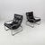 Set of Italian Modern Armchairs in Tubular Metal and Black Synthetic Leather, 1970s For Sale - Image 4 of 18