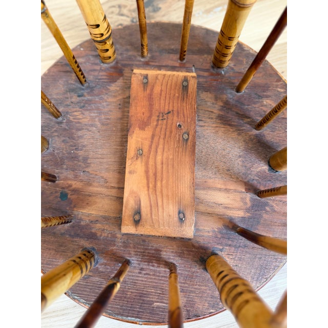 Antique English Tortoiseshell Bamboo Side Table, Woven Rush Top For Sale - Image 4 of 12