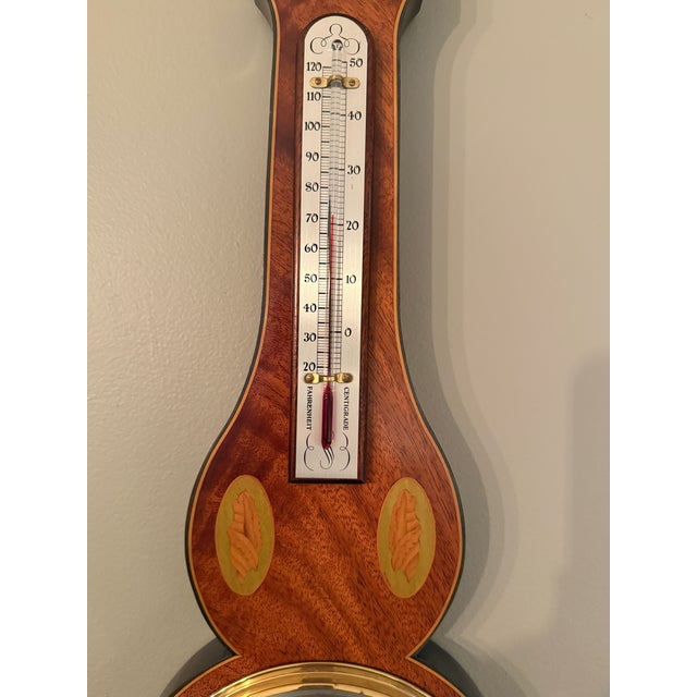 English 1970s Comitti of London Sheraton Banjo Aneroid Barometer For Sale - Image 3 of 9