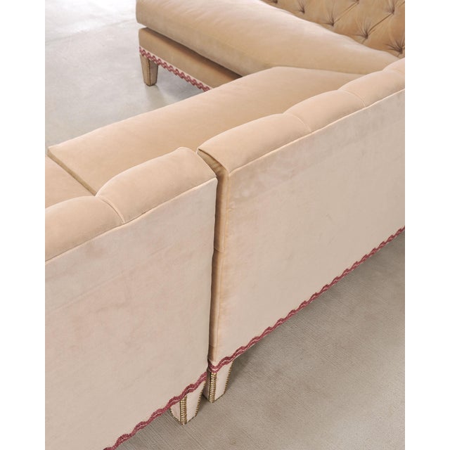 Bespoke Tufted Velvet 4-Piece Banquette Sectional Sofa 12 Ft For Sale - Image 16 of 18