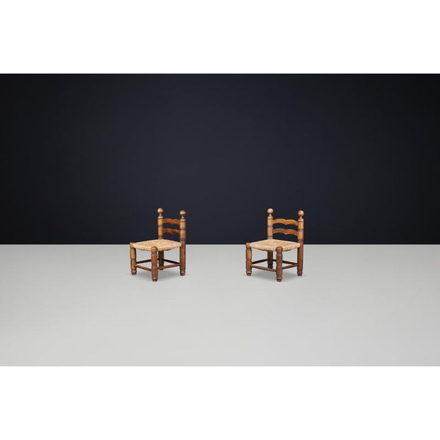 Set of Vintage French Fireplace Chairs in Beech from Charles Dudouyt, 1940 For Sale - Image 9 of 11