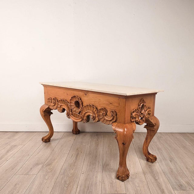 1980s Vintage Baroque Style Pine Center Table For Sale - Image 5 of 12