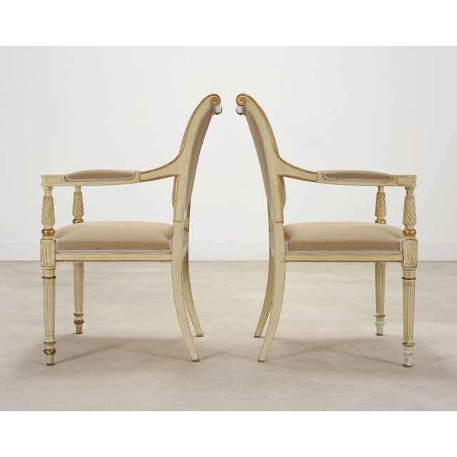 Set of Eight French Louis XVI Style Painted Dining Chairs For Sale - Image 13 of 18