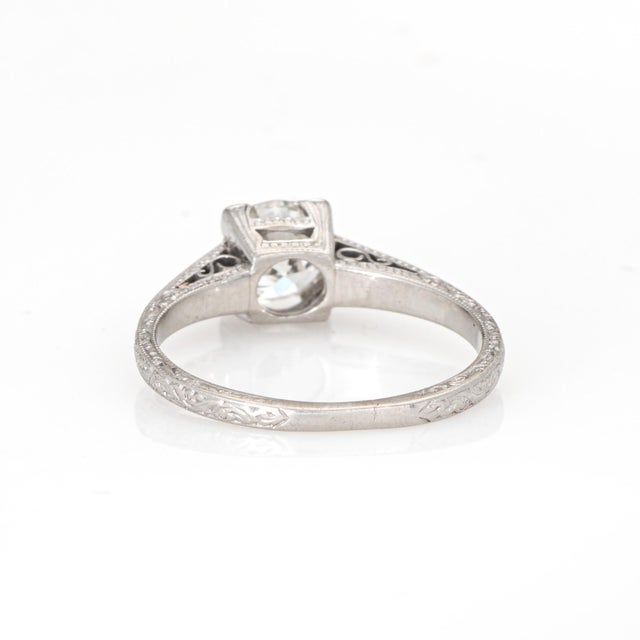 Vintage Art Deco 0.89ct Diamond Ring Size 5.75 Platinum Engagement Bridal Jewelry For Sale In Los Angeles - Image 6 of 7