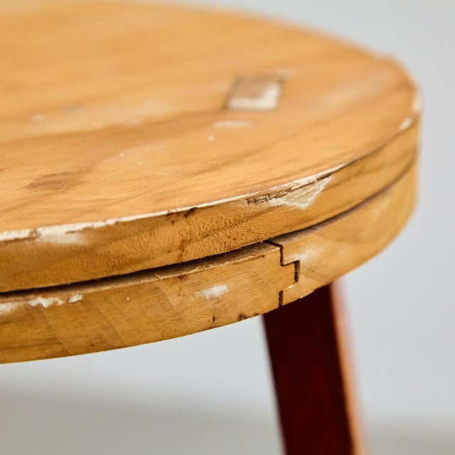 Brown Mid-Century Modern Rationalist Wood High Stool, 1950s For Sale - Image 8 of 16