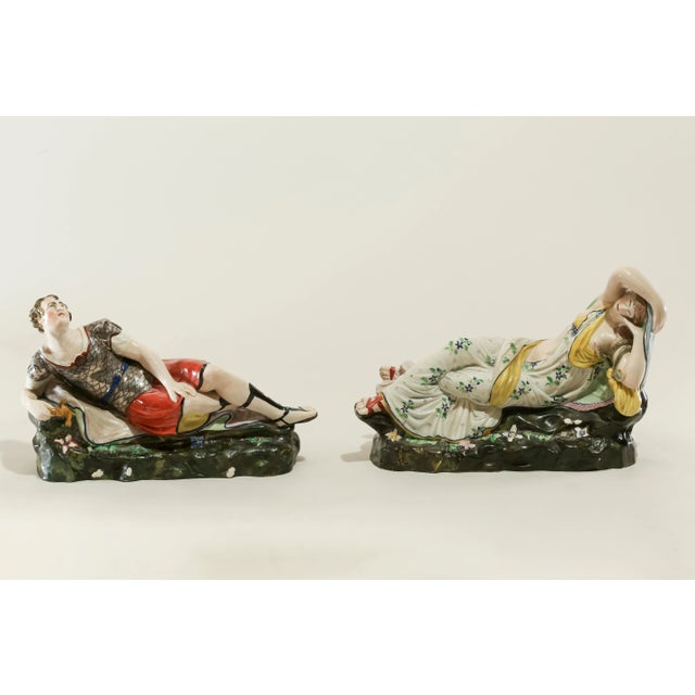 Museum quality pair of Staffordshire Antony and Cleopatra porcelain figures. (Circa 1780-1840 by Lakin & Poole.) Cleopatra...
