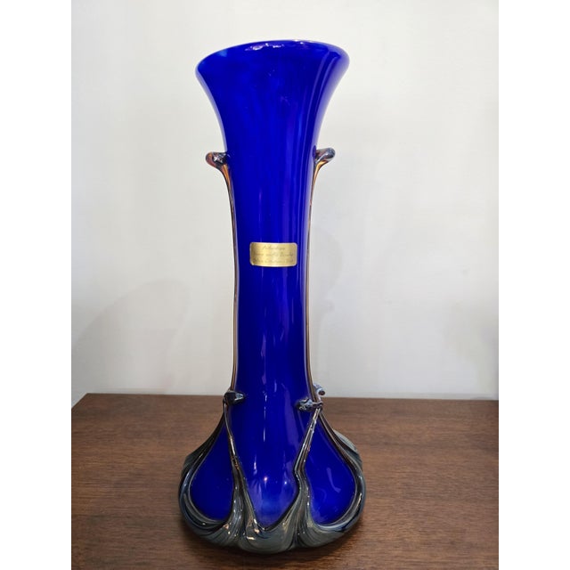 Cobalt Blue Blown Glass Vase from Silice Création Biot, 1995 For Sale - Image 17 of 18