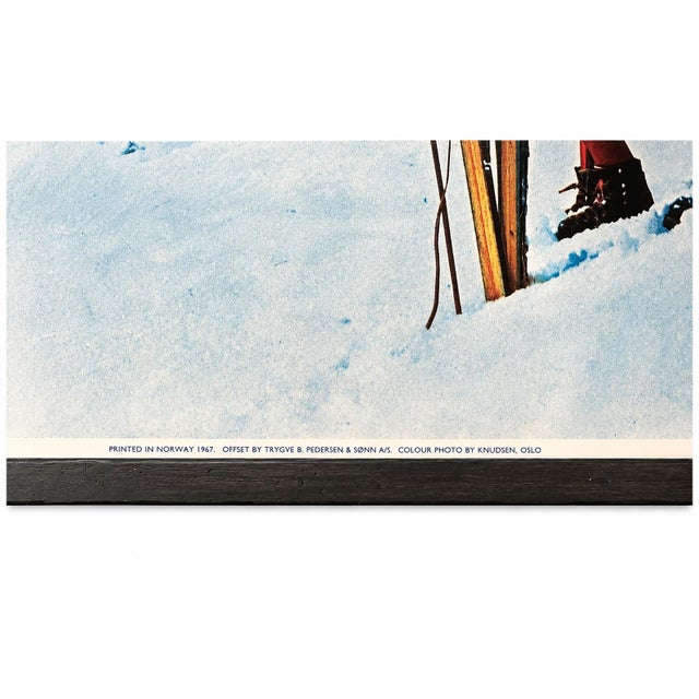 1960s Vintage Norway Snow Sun Fun Ski Travel Tourism Framed 1967 Poster 41"h For Sale - Image 5 of 10