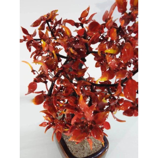 Glass Vintage Chinese Polished Glass Leaves on Bonsai Tree For Sale - Image 7 of 11
