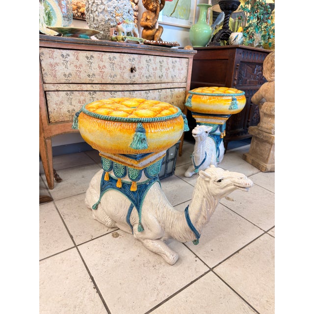 1990s Italian Ceramic Camel Garden Seat For Sale In West Palm - Image 6 of 7
