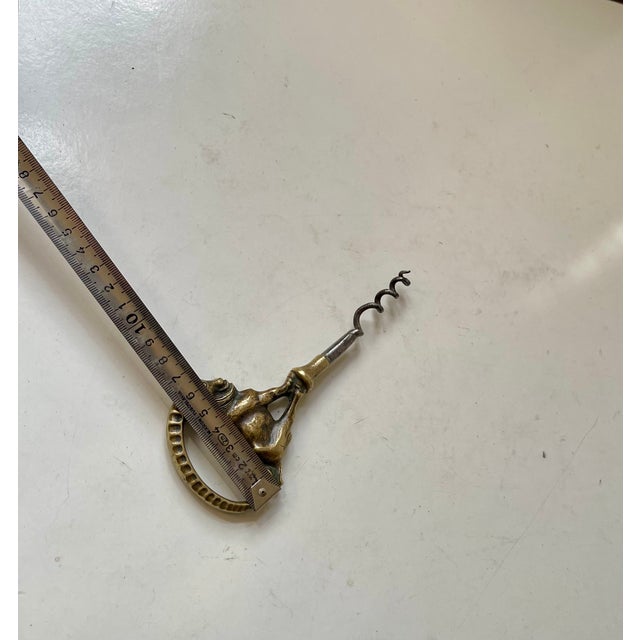 Metal Art Deco Brass Corkscrew with Ibex from Einar Dragsted, 1920s For Sale - Image 7 of 8