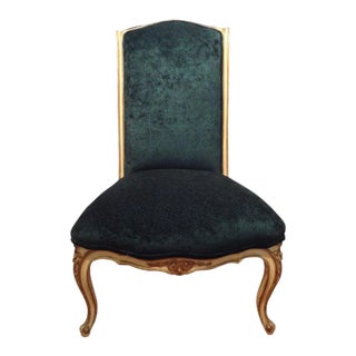 French Louis XV Style Painted and Gilt Wood Chair For Sale