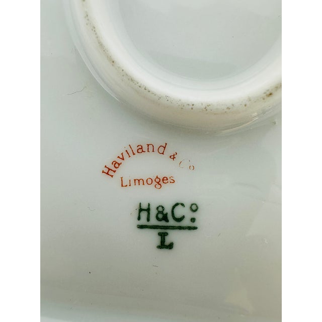 Antique Haviland Limoges Gravy Boat With Attached Underplate, Schleiger 222 Pink Cherry Blossom Floral Pattern, 1876-1889 H&Co/L Mark For Sale - Image 17 of 18