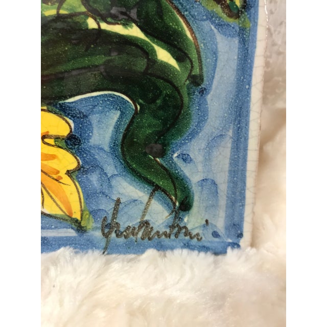 Vintage Signed Italian Painted Tile Hanging With Female Face For Sale In Dallas - Image 6 of 10