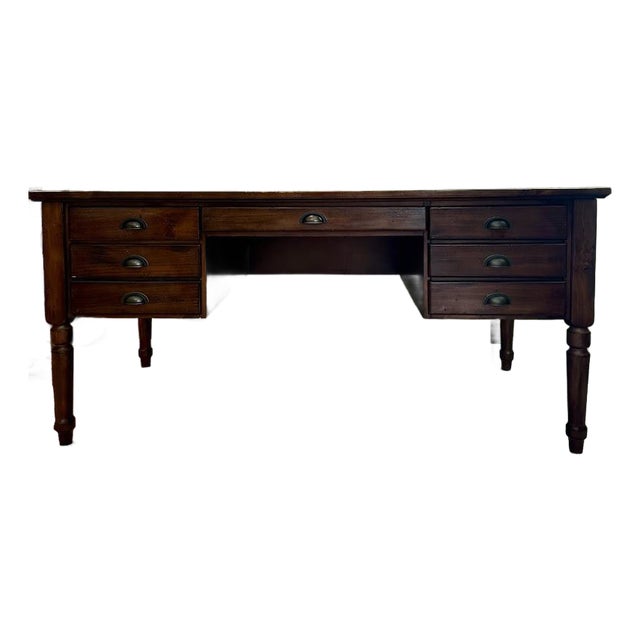 Pottery Barn Walnut Bedford Executive Desk (Check My Other Listing for a Matching Desk, Sold Separately) For Sale
