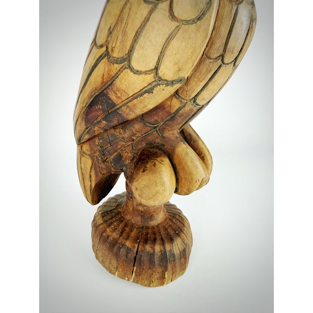 Americana Hand-Carved Wood Eagle Sculpture Folk Art For Sale - Image 4 of 12