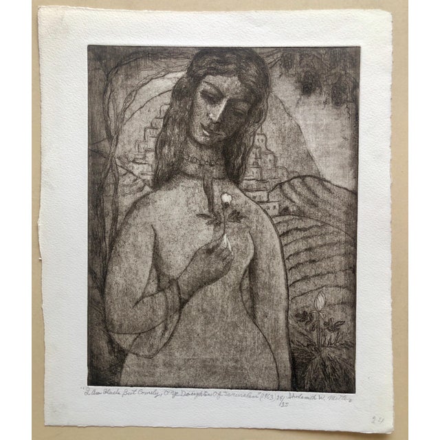 Printmaking Materials Shulamith Wittenberg Miller, Modernist "I Am Black But Comely" Etching Israeli Judaica Bezalel School Woman, 1963 For Sale - Image 7 of 7