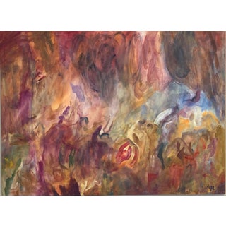 1990s "Holy Family" Abstract Acrylic Painting on Canvas For Sale
