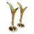 Pair 1950s Bud Vases Attributed to Bauer Pottery, Green and Gold For Sale