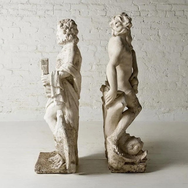 French Late 19th Century French Concrete Zeus and Poseidon Statues (Set of 2) For Sale - Image 3 of 4