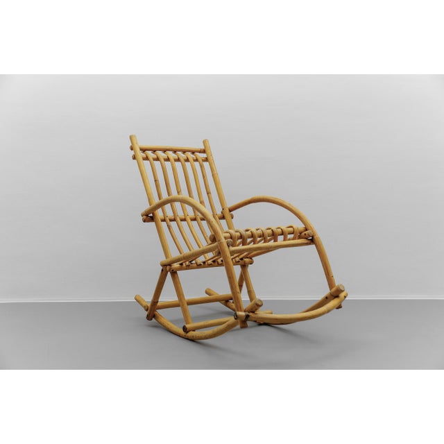 Mid-Century Modern Rattan and Bamboo Rocking Chair, 1960s For Sale - Image 11 of 11