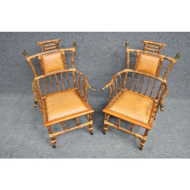 Chinoiserie Influenced Bamboo Armchairs/Pair For Sale In Philadelphia - Image 6 of 11