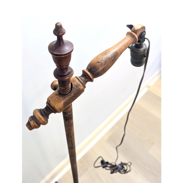 Brown Vintage Handmade Wood Bridge Floor Lamp For Sale - Image 8 of 12