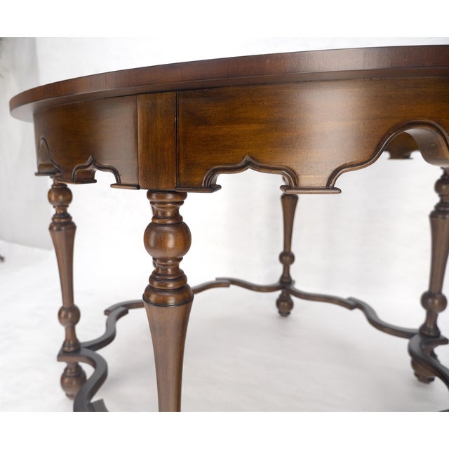 Spanish Very Fine Spanish Colonial Figural Stretcher Base Round Banded Center Table MINT For Sale - Image 3 of 13