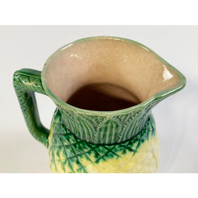 Antique Raised Relief Majolica Style Pineapple Motif Pitcher For Sale - Image 9 of 10
