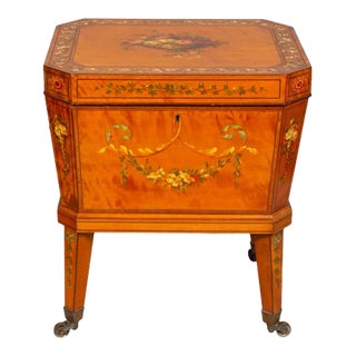 Edwardian Satinwood and Painted Wine Cooler For Sale