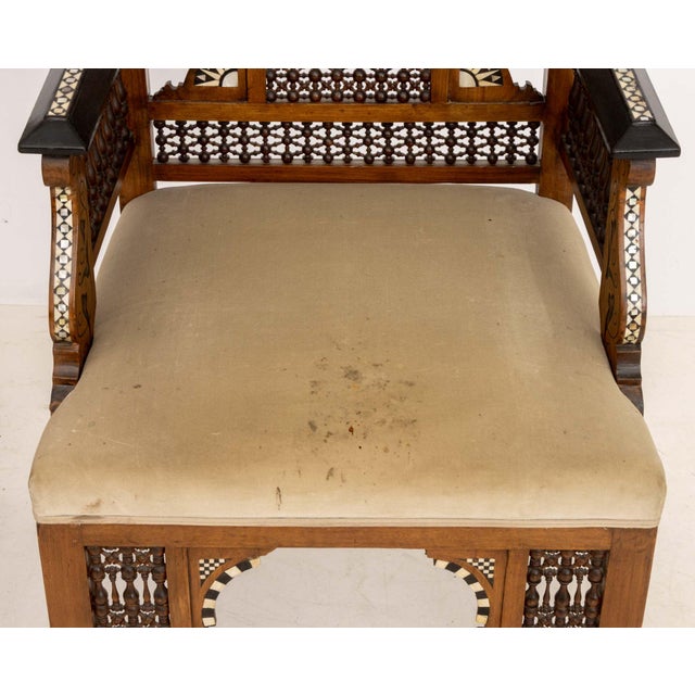 Pair of Moroccan Inlaid Walnut Armchairs For Sale - Image 12 of 12
