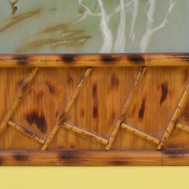 Burnt Bamboo Japanese Hand-Painted Art For Sale - Image 4 of 5