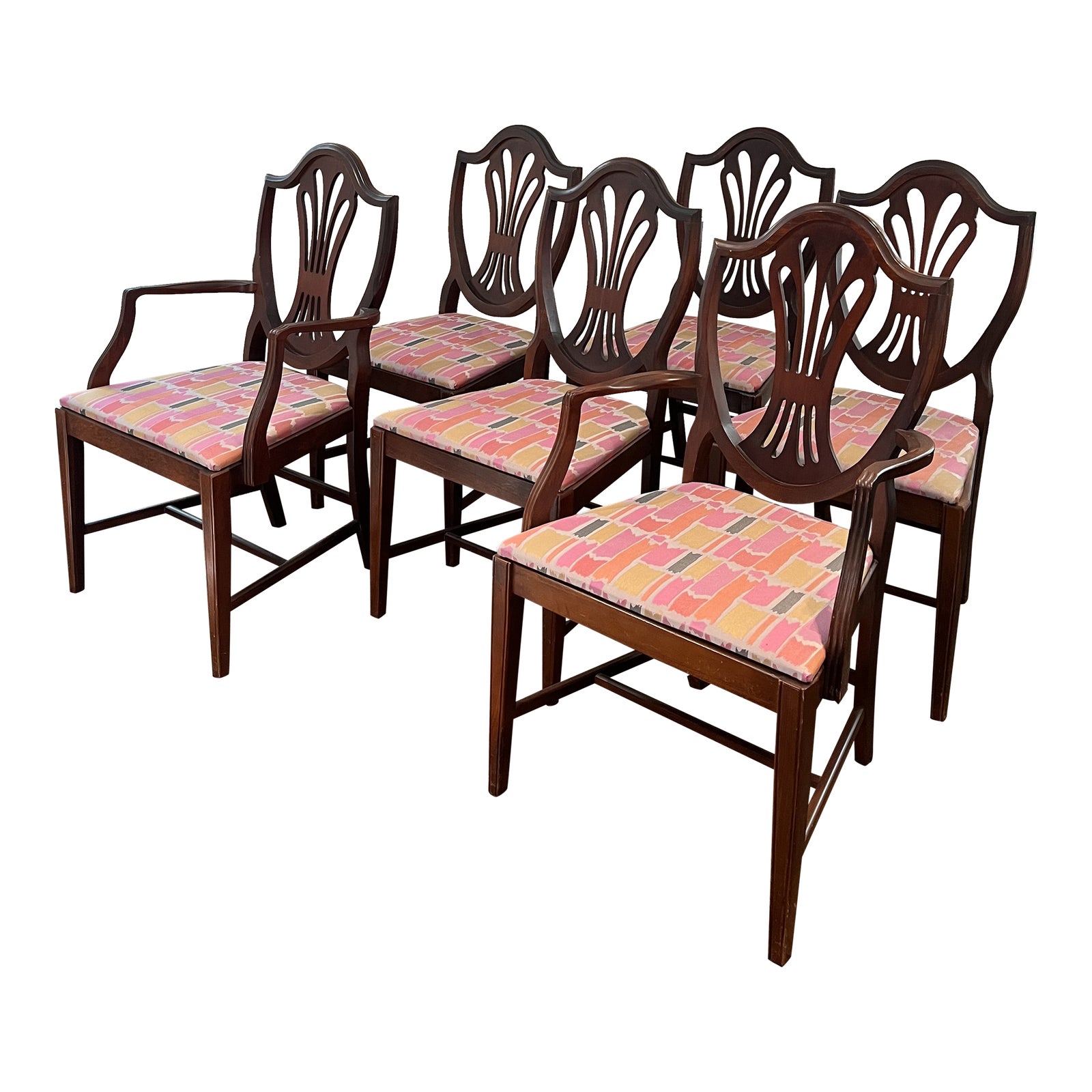 Set of 6 Vintage Bassett Furniture ShieldBack Dining Chairs Chairish