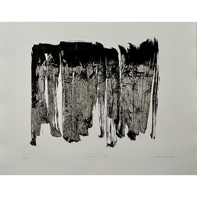 Chihung Yang, Abstract Expressionist Taiwanese Etching Chihung Yang Chinese Calligraphy Art, 2014 For Sale
