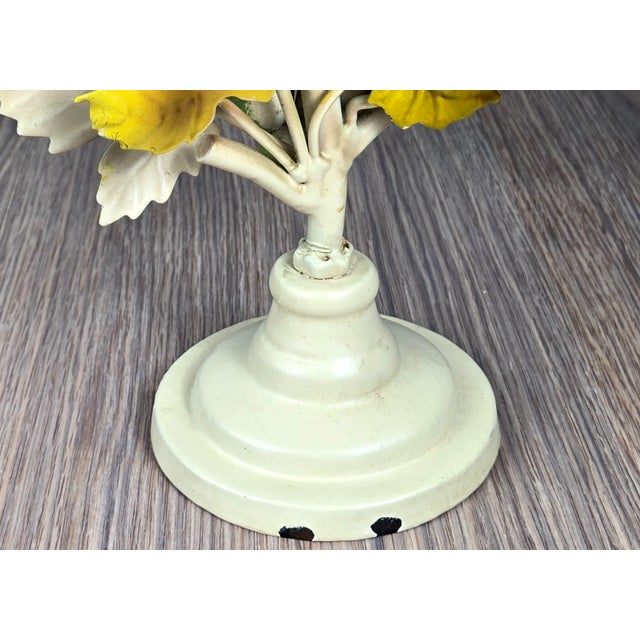 Late 20th Century Tole Hand Painted Metal & Iron Candle Holder, Pears Apples Grapes For Sale - Image 11 of 11