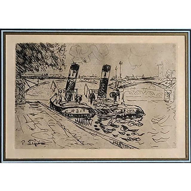 Paul Signac, French (1863 - 1935) - The Pont des Arts, Year: 1927, Medium: Etching, signed in the plate Image Size :8.25"...