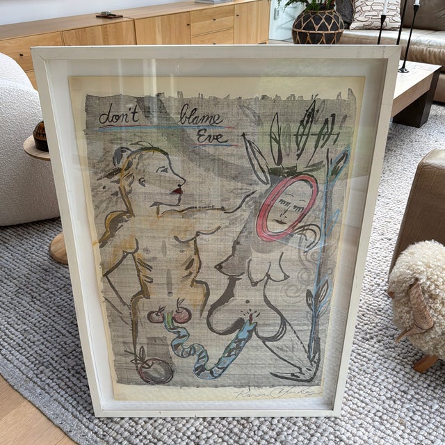 "Don't Blame Eve", signed 1991 lithograph/poster by the American performance artist and visual creator Karen Finley,...
