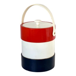 Midcenutry French Flag Patent Leather Ice Bucket For Sale