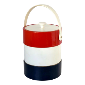 Midcenutry French Flag Patent Leather Ice Bucket