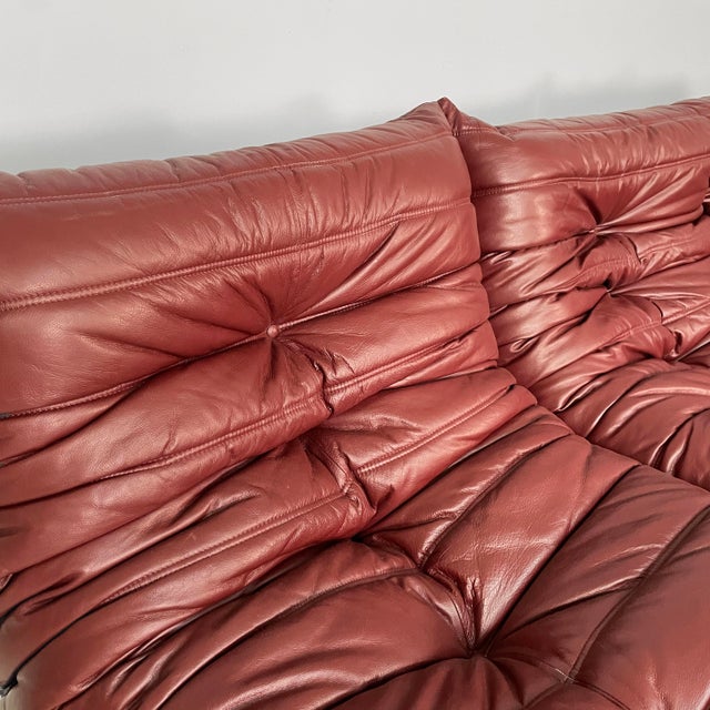 French Modern Leather Sofa Togo by Michel Ducaroy for Ligne Roset, 1970s, Set of 4 For Sale - Image 10 of 18
