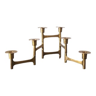Vintage Danish Brass Candelabra For Sale
