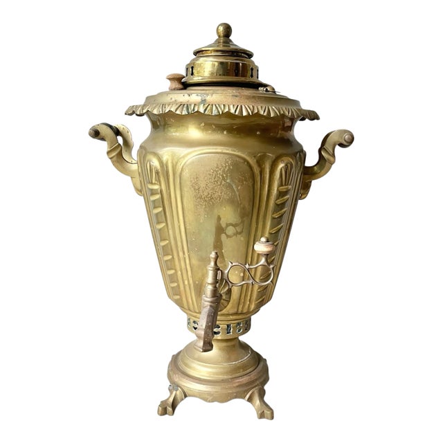 1890s Antique Solid Brass Samovar Coffee or Tea Dispenser For Sale
