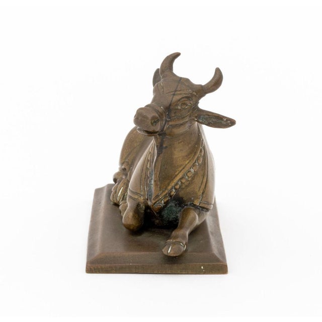 Indian Seated Bull Brass Sculpture, 19th C. For Sale - Image 4 of 6
