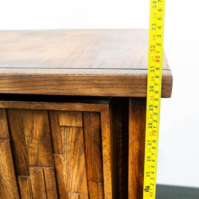 Mid Century Modern Credenza Dresser Cabinet Oak Brutalist 8 Drawer Wood MCM For Sale - Image 9 of 10
