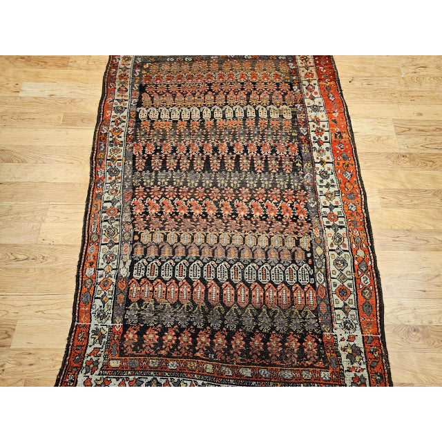 Vintage Persian Malayer Area Rug, Hand-Knotted Wool, Geometric Paisley Pattern, 5x7, Brown & Red For Sale - Image 11 of 17