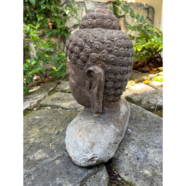 Vintage Mid-Century Stone Composite Buddha Statue For Sale - Image 4 of 8
